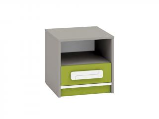 Noční stolek - IQ 13, šedá/bílá, různé doplňkové barvy na výběr Barva/dekor: zelená
