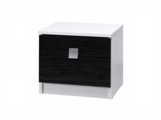 Noční stolek - LUX STRIPES, bílá/černá pruhovaná