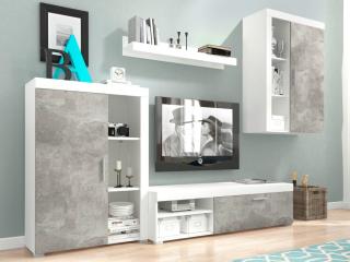 Obývací stěna - OLI, bílá/beton