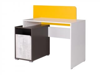 Psací stůl - BRUNO 8, bílá/grafit/enigma/žlutá