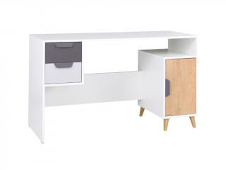 Psací stůl - JOKER 13, bílá/grafit/šedá/dub lefkas