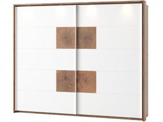 Šatní skříň - LIVORNO 72+82, šířka 270 cm, dub votan/matná bílá