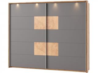 Šatní skříň - LIVORNO 72+82, šířka 270 cm, dub votan/šedá