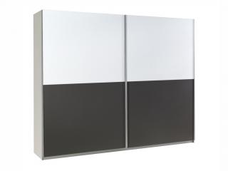 Šatní skříň - LUX 19, bílá/lesklá bílá a grafit