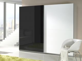 Šatní skříň - LUX 2, bílá/lesklá černá