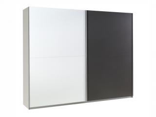 Šatní skříň - LUX 20, bílá/lesklá bílá a grafit