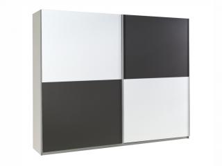 Šatní skříň - LUX 21, bílá/lesklá bílá a grafit