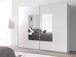 Šatní skříň - LUX 30 se zrcadlem, bílá/lesklá bílá