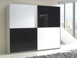 Šatní skříň - LUX 4, bílá/lesklá černá