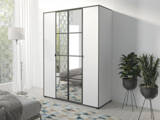 Šatní skříň - OSLO I 150, zrcadlo, bílá/černá