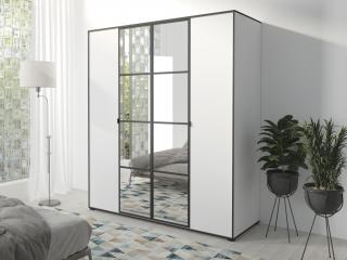 Šatní skříň - OSLO I 180, zrcadlo, bílá/černá