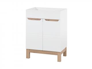 Stojatá skříňka pod umyvadlo - BALI 820 white, šířka 60 cm, bílá/lesklá bílá/dub votan