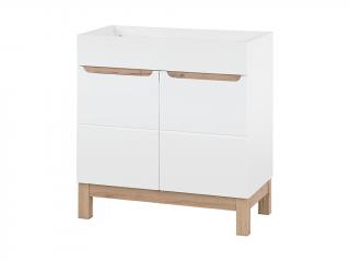 Stojatá skříňka pod umyvadlo - BALI 821 white, šířka 80 cm, bílá/lesklá bílá/dub votan