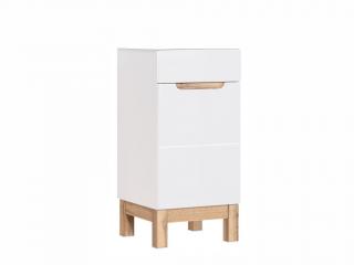 Stojatá skříňka pod umyvadlo - BALI 823 white, šířka 40 cm, bílá/lesklá bílá/dub votan