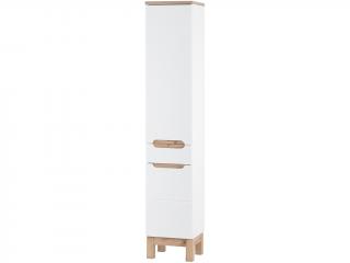 Vysoká stojatá skříňka - BALI 800 white, bílá/lesklá bílá/dub votan