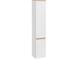 Vysoká závěsná skříňka - PLATINUM 800, bílá/lesklá bílá/dub craft