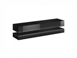 Závěsná skříňka pod TV - COSMO, černá/lesklá černá