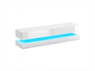 Závěsná skříňka pod TV - COSMO, s LED osvětlením, bílá/lesklá bílá
