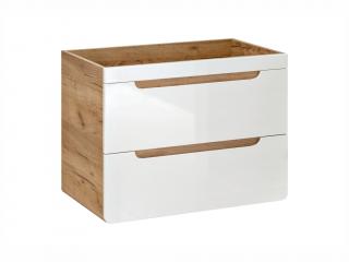 Závěsná skříňka pod umyvadlo - ARUBA 821 white, šířka 80 cm, dub craft/lesklá bílá