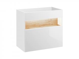 Závěsná skříňka pod umyvadlo - BAHAMA 820 white, šířka 60 cm, bílá/lesklá bílá/dub votan