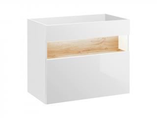 Závěsná skříňka pod umyvadlo - BAHAMA 821 white, šířka 80 cm, bílá/lesklá bílá/dub votan