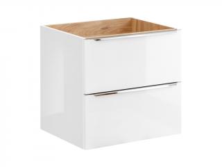 Závěsná skříňka pod umyvadlo - CAPRI 820 white, šířka 60 cm, lesklá bílá/zlatý dub