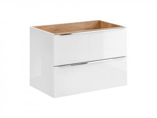 Závěsná skříňka pod umyvadlo - CAPRI 821 white, šířka 80 cm, lesklá bílá/zlatý dub