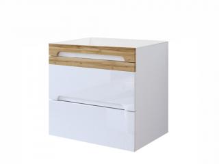 Závěsná skříňka pod umyvadlo - GALAXY 822 white, šířka 60 cm, bílá/lesklá bílá/dub votan