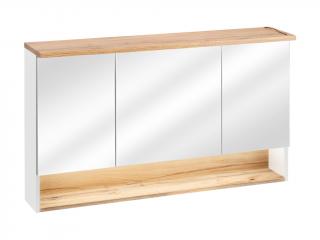 Závěsná skříňka se zrcadlem - BAHAMA 843 white, šířka 120 cm, bílá/dub votan