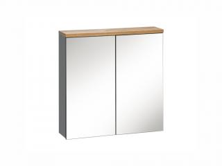 Závěsná skříňka se zrcadlem - BALI 840 grey, šířka 60 cm, grafit/dub votan
