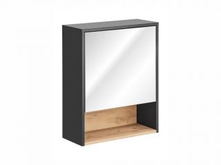 Závěsná skříňka se zrcadlem - BORNEO 840, šířka 60 cm, grafit/dub artisan
