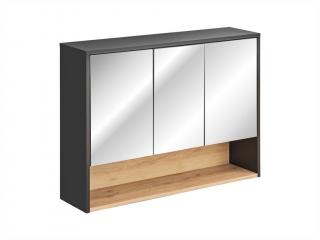 Závěsná skříňka se zrcadlem - BORNEO 845, šířka 100 cm, grafit/dub artisan
