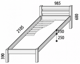 Domestav DOMINO jednolůžko 90 - nízké čelo, smrk
