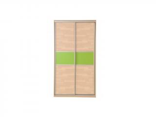 Domestav -Skříň s posuvnými dveřmi 120 cm, lamino dveře buk cink, bílá