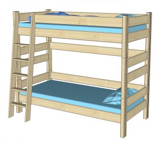 Gazel Sendy etážová postel 90 x 200 cm palanda 180 cm smrk přírodní  + 2 kapsy na postel ZDARMA