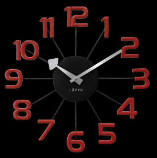 Černo-červené moderní hodiny LAVVU DESIGN Numerals LCT1043
