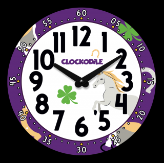 Dětské nástěnné hodiny CLOCKODILE fialové kůň 25 cm CCT0030