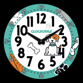 Dětské nástěnné hodiny CLOCKODILE modré pejsek 25 cm CCT0033