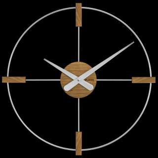 Dřevěné stříbrné hodiny STUDIO průměr 50 cm VCT1051