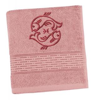Froté ručník proužek s výšivkou znamení zvěrokruhu na přání burgundy 50x100 cm