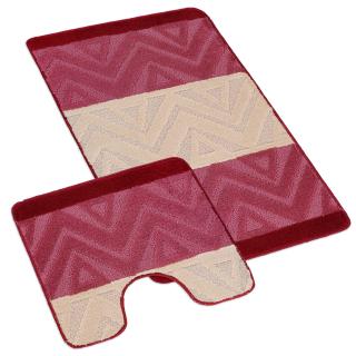 Koupelnové předložky SADA BANY 60x100 + 60x50 cm - s výkrojem Chevron burgundy