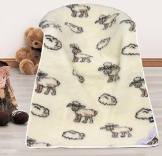 Luxusní dětská vlněná deka z evropského merina Bílá ovečka 100x150 cm
