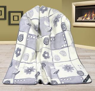 Luxusní dvojitá vlněná deka z alpaky 155x200 DUO patchwork šedý 2x520g/m2