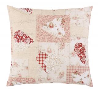 Polštářek EMA 45x45 cm patchwork srdce růžové