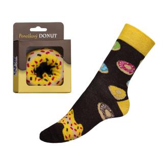 Ponožky Donut v dárkovém balení hnědá, žlutá vel. 35-38