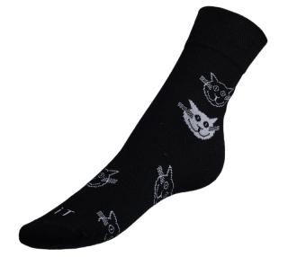 Ponožky Kočka černá černá, bílá vel. 35-38