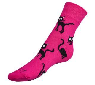 Ponožky Kočka magenta sytá růžová vel. 35-38