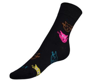 Ponožky Kočky barevné černá vel. 35-38