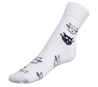 Ponožky Kočky bílé bílá, černá vel. 35-38