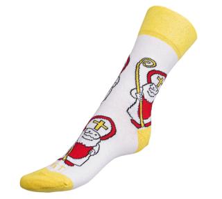 Ponožky Mikuláš bílá, žlutá vel. 35-38